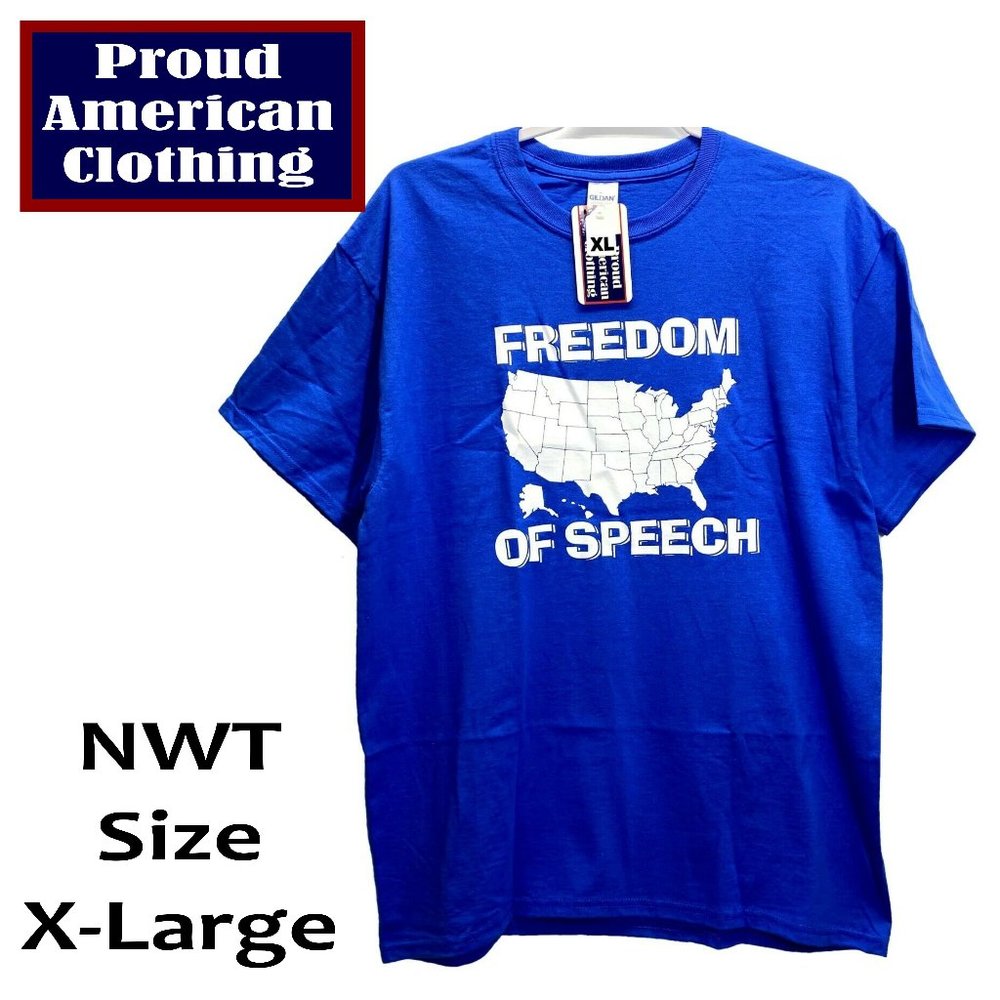 FREEDOM OF SPEECH - BLUE T-Shirt NWT Size X-Large